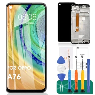 Abbildung von SRJTEK für Oppo A76 LCD Display A36 Bildschirm Ersatz Touchscreen Digitizer Assembly CPH2375 PESM10 Reparatur Sets (schwarz, mit Rahmen)