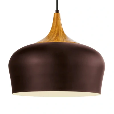 Abbildung von Eglo 95385 Hängeleuchte Obregon in braun, creme, eiche 1X40W H:110 Ø 35cm