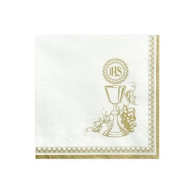 Abbildung von partydeco Papierserviette, Servietten Kelch 33x33cm 20 Stück weiß gold