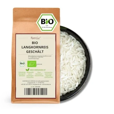 Abbildung von Kamelur BIO Langkornreis geschält (500g) Langkorn Reis, weiß, aus kontrolliert biologischem Anbau