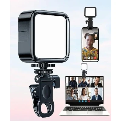 Abbildung von Selfie Licht mit Clip,Videoleuchte 1200mAh Akku， Foto 3000K 6000K Farbtemperatur Helligkeit Einstellbar CRI 96+, 3 Lichtmodi, Mini Videolicht für Handy, Tablet, iPad, Laptop, YouTube, TikTok
