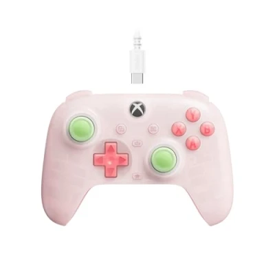 Abbildung von 8Bitdo Ultimate Mini Wired Controller for Xbox with RGB Lighting Fire Ring, Hall Effect Joysticks and Triggers, Series XS, One, Windows 10/11 Officially Licensed (Translucent Pink)