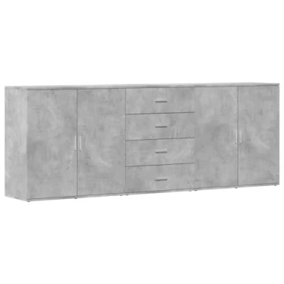 Abbildung von vidaXL Sideboard 3 TLG., Kommode mit Stauraum, Anrichte Beistellschrank für Wohnzimmer, Mehrzweckschrank Standschrank, Betongrau Holzwerkstoff