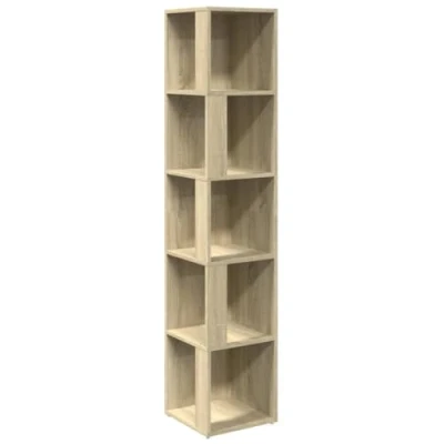 Abbildung von vidaXL Eckregal 5 Fächer Standregal Bücherregal Wandregal Raumteiler Regal Büroregal Dekoregal Aufbewahrung Sonoma Eiche 33x33x164,5cm Holzwerkstoff