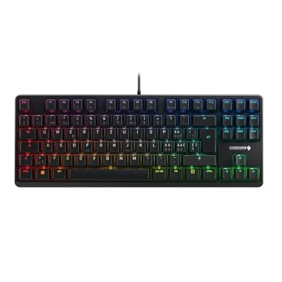 Abbildung von CHERRY G80 3000N RGB TKL, Kabelgebundene Gaming Tastatur Ohne Nummernblock, Schweizer Layout (QWERTZ), Beleuchtung, Original MX SILENT RED Switches, Schwarz