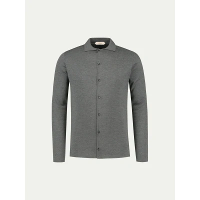 Abbildung von Extrafine Merino Knitted Shirt Dark Grey Dunkelgrau 100 % extrafeine Merinowolle Größe L Männer Aurélien Italienische mediterranen Stil