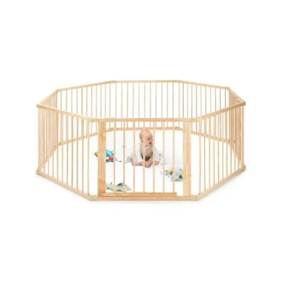 Abbildung von dibea Laufgitter Baby Laufstall, Holz (8 tlg), mit Tür, Höhe 68 cm, 8 Elemente je 90 cm x