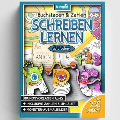Abbildung von Buchstaben und Zahlen schreiben lernen ab 5 Jahren: Hilfe, die Monster sind los! Mein großes ABC + Ungeheuer von 1 10. Der ... für Vorschule Grundschule, Band 1)