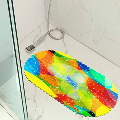 Abbildung von Jaeknxcg Badewanneneinlage rutschfest Badematten für Wanne Duschmatte mit Abflusslöchern Saugnäpfe Maschinenwaschbar 35X70CM Bunt