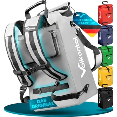 Abbildung von Valkental® 3in1 Fahrradtasche [Bis 25L] Das Original Geeignet als Gepäckträgertasche, Rucksack und Umhängetasche 100% Wasserdicht &amp; Reflektierend Sichere Befestigung [Abschließbar] Laptopfach