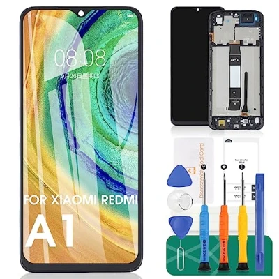 Abbildung von SRJTEK für Xiaomi Redmi A1 LCD Display A1+ Bildschirm Ersatz A2 Touchscreen A2+ Digitizer Montage Reparaturteile Kits mit Rahmen (schwarz)