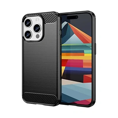 Abbildung von Max Power Digital Hülle für iPhone 15 Pro Carbon Cover Schutzhülle Handyhülle Silikon Case Stoßfest Kratzfeste Schwarz Shock [Kabellose Aufladung Kompatibel] (iPhone Pro)