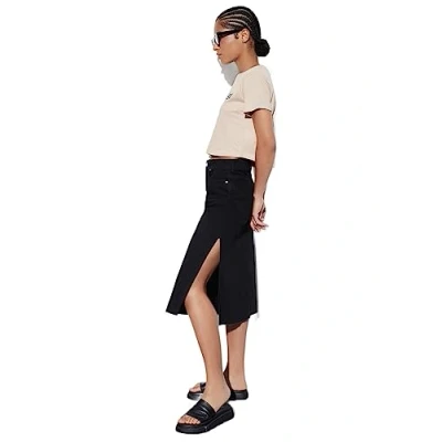 Abbildung von Trendyol Women&#039;s Damen Midi A Linie Skater Webstoff Rock Skirt, Black, 38