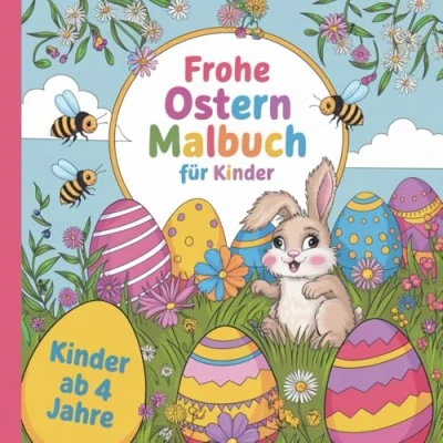 Abbildung von Frohe Ostern Malbuch für Kinder ab 4 Jahren mit lustigen Ostermotiven