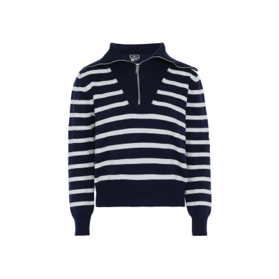 Abbildung von DREIMASTER Maritim Damenpullover mit Streifen XS/S / Dunkelmarine Off White 52% Acryl 25% Nylon 23% Polyester
