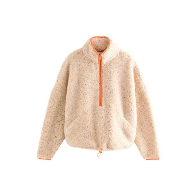 Abbildung von Next Teddy BORG Quarterzip Fleecepullover, Damen, Größe: Medium, Orange