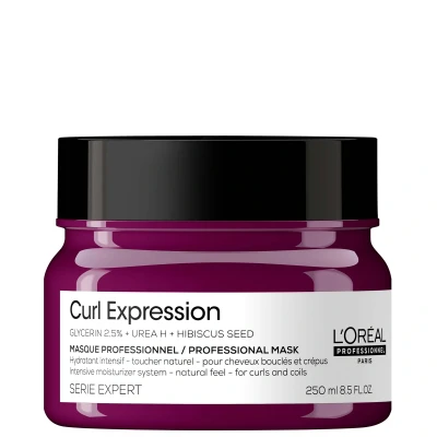 Abbildung von L&#039;Oréal Professionnel Intensive feuchtigkeitsspendende Maske für lockiges, lockiges &amp; krauses Haar, natürliche Haptik, Curl Expression, Serie Expert, 250 ml