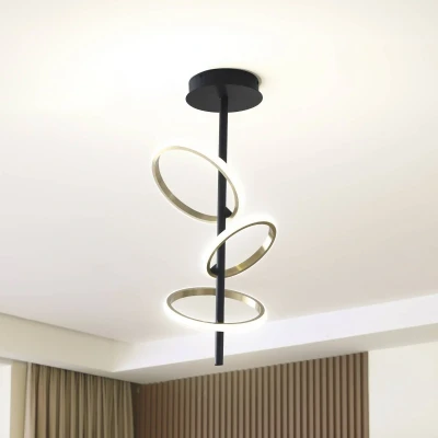 Abbildung von Lucande LED Deckenleuchte Madu, schwarz, Metall, 75 cm hoch