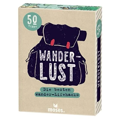Abbildung von moses. Fernweh Wanderlust, Die besten Wander Lifehacks, 50 Tipps zur Vorbereitung auf den nächsten Wandertrip, in einer Geschenkbox