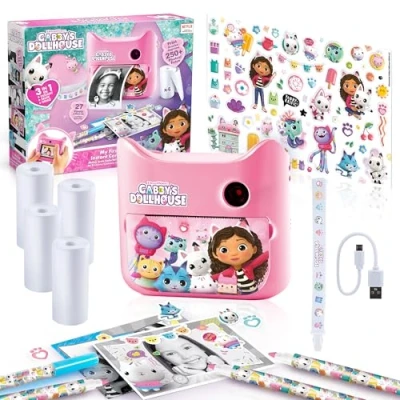 Abbildung von Canal Toys Photo Creator GAB005 Gabby 12 MP Sofortbildkamera für Kinder Kinderkamera mit LCD Display, Kamera und Fotodrucker in einem, Gabbys Dollhouse, BPA freies Thermopapier, 1 Set, Rosa