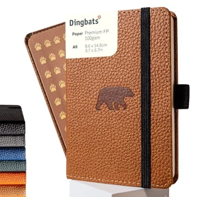Abbildung von Dingbats* Tierwelt Kleines Notizbuch A6 Blanko Hardcover PU Leder Journal für Arbeit, Reisen Elastischer Verschluss, Stifthalter, Lesezeichen