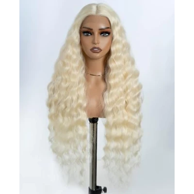 Abbildung von Style Icon Perücke mit Filmansatz Super Lange Lace Front Wigs für Frauen Kunsthaar Wasserwelle Perücken Mittelscheitel Damen Wig 76cm Kunstfaser synthetische Faser (613)