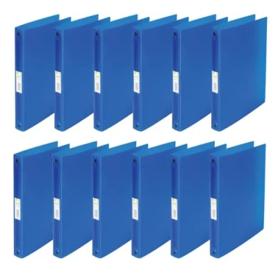 Abbildung von Q Connect KF02905 Ringbuch / 12 Stück/ A4 4 Ring 25 mm/Farbe: Blau Transparent/aus Starkem Transluzente PP Folie 31 mm Rücken/Ringhefter Plastik/Ringordner Schmal Dünne Ordner