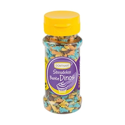 Abbildung von Günthart BackDecor 55 g Streudekor Dinosaurier aus Zucker essbar Dino Party in verschiedenen Farbe 1er Pack (1 x g)