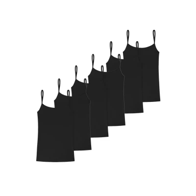 Abbildung von uncover by Schiesser Spaghetti 6ER PACK Unterhemd/shirt, Damen, Größe: XL, Schwarz