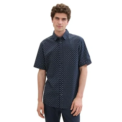 Abbildung von TOM Tailor MIT Allover Hemd, Herren, Größe: Medium, Navy geometric minimal design