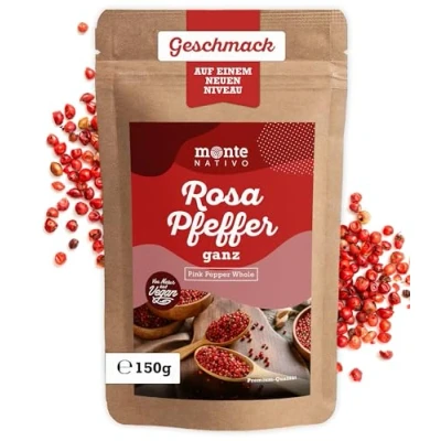 Abbildung von Rosa Pfeffer Monte Nativo (150g) ideal zum Kochen Pfefferbeeren ganz 100% naturreine Pfefferkörner Für Pfeffermühle