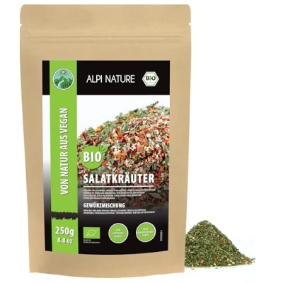 Abbildung von Bio Salatgewürz (250g), Salatkräuter Gewürzmischung, Salat Gewürz, 100% natürlich, Zutaten aus kbA, Gewürzzubereitung für Salate, ohne künstliche Zusätze