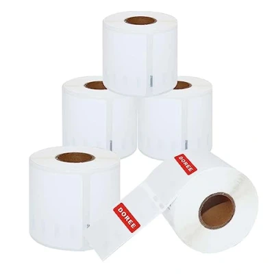 Abbildung von Doree 5 Rollen 99014 54mm x 101mm 1100 Versandetiketten/Namensschilder (Groß) Selbstklebende Etiketten Kompatibel mit DYMO S0722430 für LabelWriter 450 Serie und 4XL