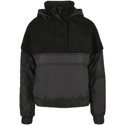 Abbildung von Urban Classics Ladies Sherpa Mix Pull Over Jacket Black/Black XL