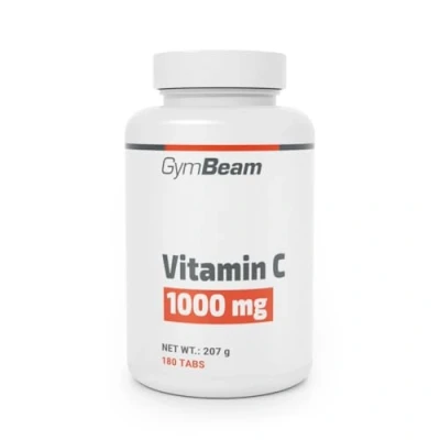 Abbildung von GymBeam Vitamin C 1000mg Kapseln 1000 mg Ascorbinsäure pro Tablette, unterstützt Nerven und Immunsystem, reduziert Müdigkeit, fördert Stoffwechsel &amp; Kollagenbildung (180 tbl)