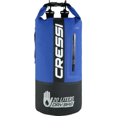 Abbildung von Cressi Unisex Erwachsene Dry Bag Premium 20LT Bicolor Wasserdichte Tasche/Rucksack für sportliche Aktivitäten, Schwarz/Blau, 20 LT