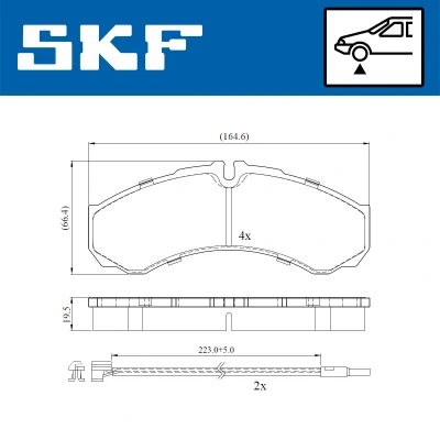 Abbildung von SKF VKBP 80422 E Bremsbelagsatz inkl. Verschleißwarnkontakt