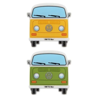 Abbildung von BRISA VW Collection Volkswagen T2 Bulli Bus Rubber Magnet Front, Kühlschrankmagnet, Magnete für Kühlschrank, Magnettafel, Whiteboard, Pinnwand (2er Set, Gelb &amp; Grün)