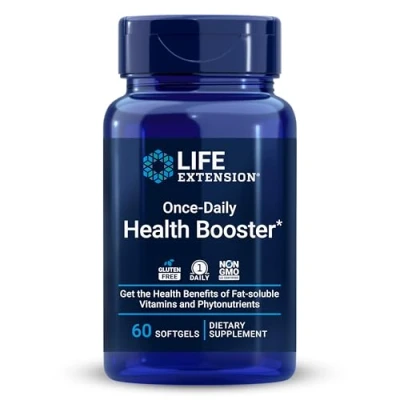 Abbildung von Life Extension, Once daily Health Booster, 60 glutenfreie Softgels, breites Spektrum an Vitaminen je Dosis, Sojafrei, GMO frei, Geschmacksneutral