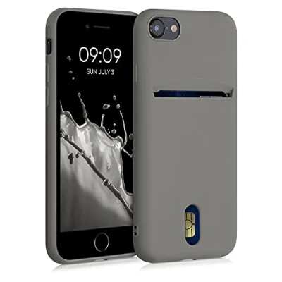 Abbildung von kwmobile Hülle kompatibel mit Apple iPhone SE (2022) / (2020) 8 7 Handyhülle Kartenfach in Stone Dust