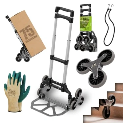 Abbildung von TroniTechnik® Sackkarre Handkarre klappbar, Transportkarre bis 75kg, für Treppen Sternrad