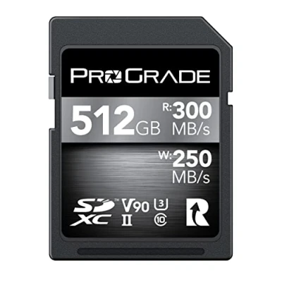 Abbildung von SD UHS II 512 GB Karte V90 Bis zu 250MB/s Schreibgeschwindigkeit und 300MB/s Lesegeschwindigkeit Für professionelle Filmemacher, Fotografen Kuratoren von Inhalten Prograde Digital