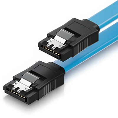 Abbildung von deleyCON 50cm SATA III Kabel S ATA 3 Datenkabel HDD SSD Verbindungskabel Anschlusskabel Metall Clip 6 GBit/s 2 Gerade L Type Stecker Blau
