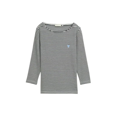 Abbildung von TOM Tailor MIT Streifenmuster Langarmshirt, Damen, Größe: XS, Offwhite navy regular stripe