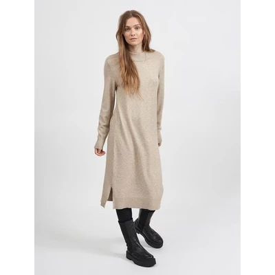 Abbildung von VILA Viril CREW NECK L/S NOOS Strickkleid, Damen, Größe: XS, Natural melange