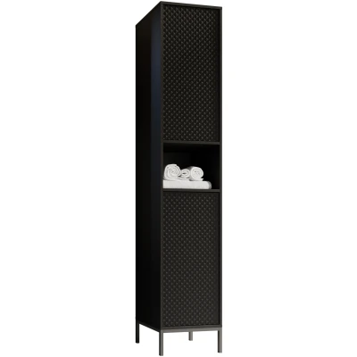 Abbildung von BERLIN Badezimmer Hochschrank in Schwarz Moderner Badezimmerschrank Bad Schrank mit viel Stauraum 38 x 197 32 cm (B/H/T)
