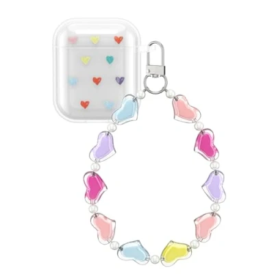 Abbildung von kwmobile Hülle kompatibel mit Apple Airpods 1 &amp; 2 Case Schlaufe TPU Silikon Schutzhülle Cover Kopfhörer Transparent Mehrfarbig