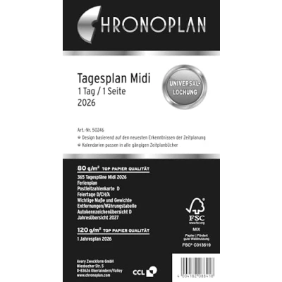 Abbildung von Chronoplan Tagesplan A6 Midi 1 Tag/1 Seite Kalendarium 2026