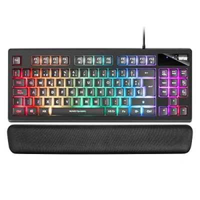 Abbildung von Mars Gaming MKAXES TKL H Mech Compact Keyboard, RGB Beleuchtung 9 Effekte, Gel Handauflage, Schwarz, Spanisch