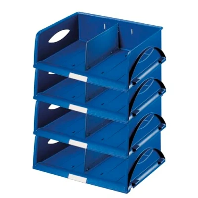 Abbildung von Leitz Ablagekorb Querformat A4 Maxi, 4er Pack, Ideales Sortier und Ablagesystem für Poststellen Kopierräume, Blau, Sorty, 52300035